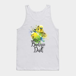 Color Splatter Budgie Parrot Dad White Tank Top